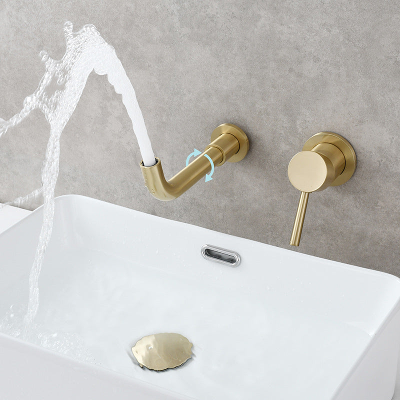 Lisslune | Single Hole Wall Mounted Bathroom Faucet Swivel Spout Sink Faucet