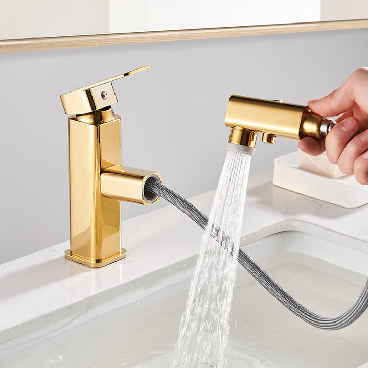 Lisslune | Luxury Extendable Basin Faucet Cubic Low Arc Vanity Faucet