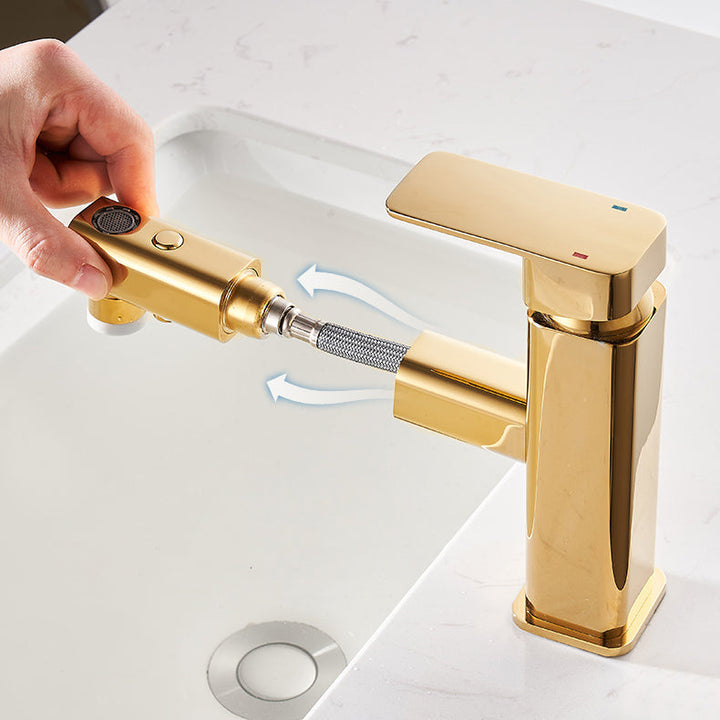Lisslune | Luxury Extendable Basin Faucet Cubic Low Arc Vanity Faucet