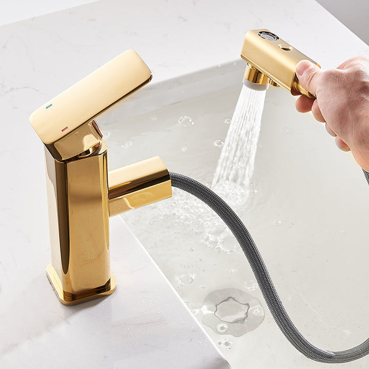 Lisslune | Luxury Extendable Basin Faucet Cubic Low Arc Vanity Faucet