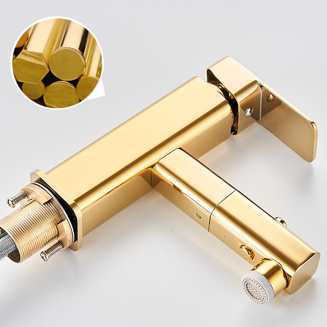 Lisslune | Luxury Extendable Basin Faucet Cubic Low Arc Vanity Faucet
