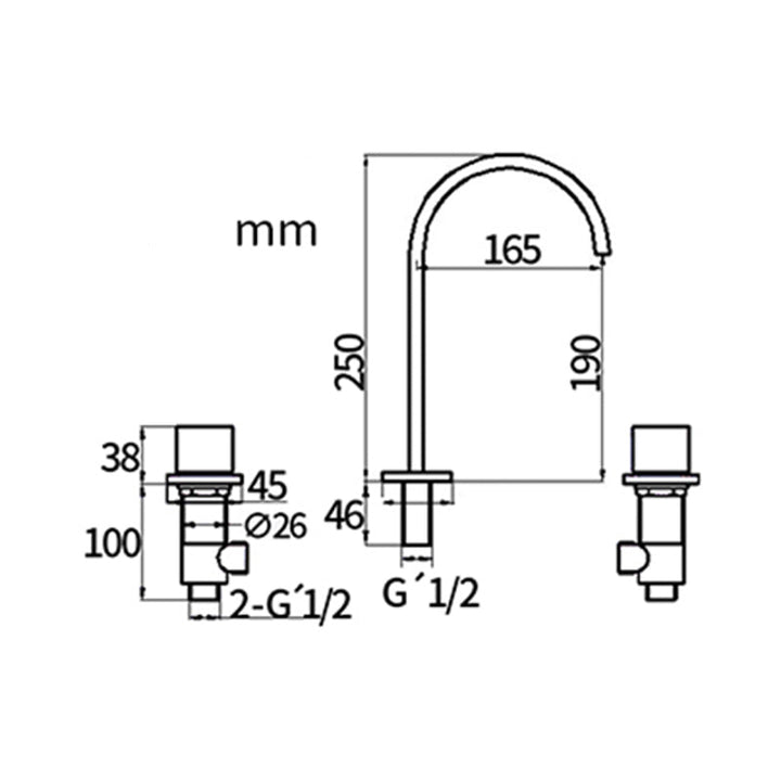Lisslune | Traditional Style Roman Tub Faucet Copper Wall Mounted Roman Tub Faucet