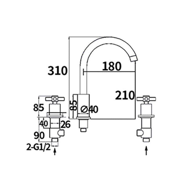Lisslune | Traditional Style Roman Tub Faucet Copper Wall Mounted Roman Tub Faucet