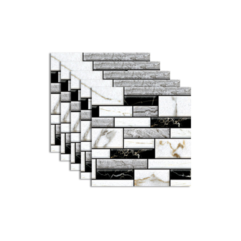 Lisslune | Pattern Matte Color Stone Peel and Stick Mosaic Tile Peel and Stick Tile Set of 5