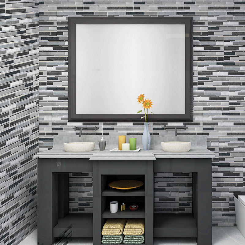 Lisslune | PVC Peel & Stick Tile Kitchen waterproof splash guard Peel and Stick Wall Tile Set of 18
