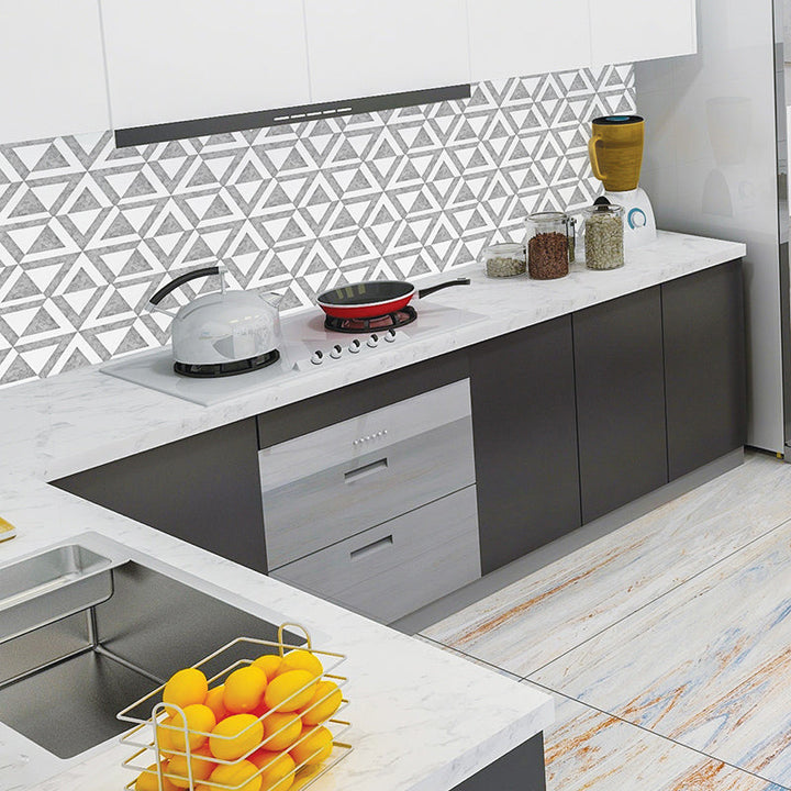 Lisslune | PVC Peel & Stick Tile Kitchen waterproof splash guard Peel and Stick Wall Tile Set of 18
