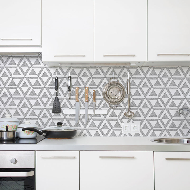 Lisslune | PVC Peel & Stick Tile Kitchen waterproof splash guard Peel and Stick Wall Tile Set of 18