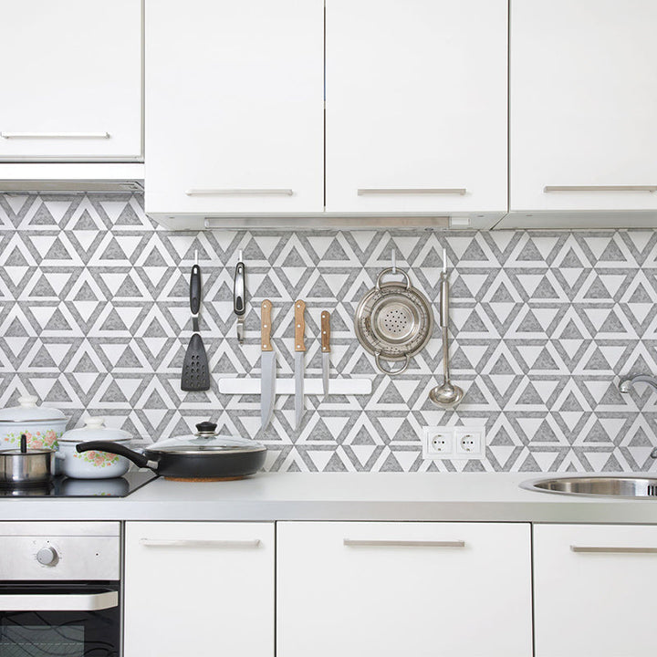 Lisslune | PVC Peel & Stick Tile Kitchen waterproof splash guard Peel and Stick Wall Tile Set of 18
