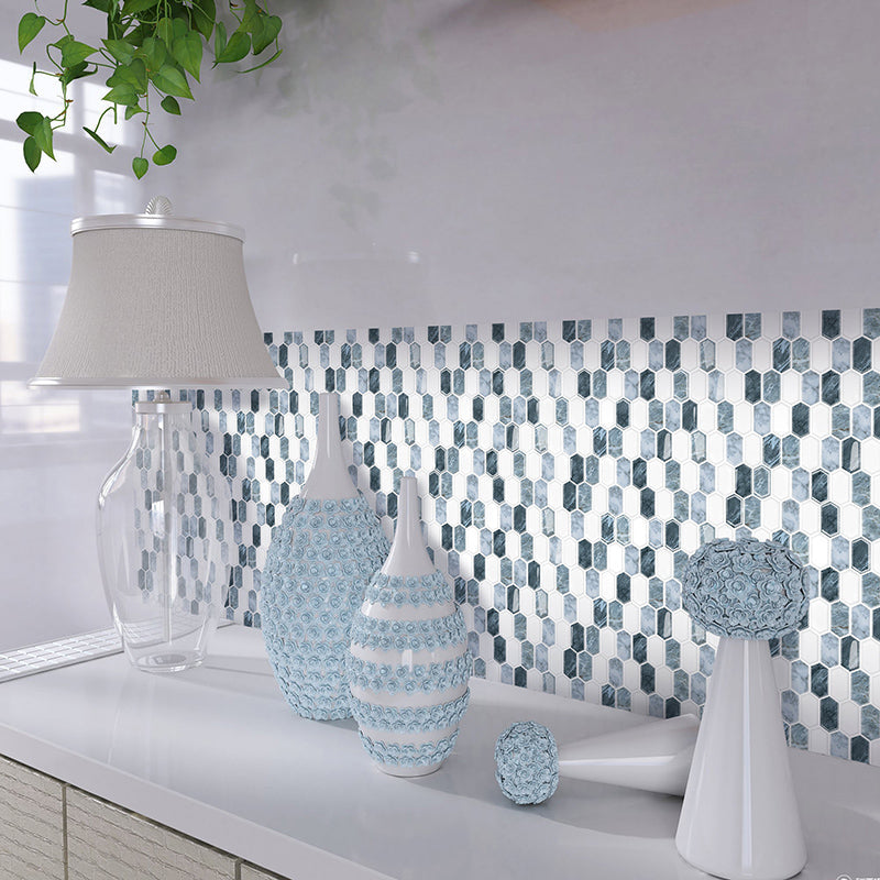 Lisslune | Polygon Peel and Stick Wall Tile PVC 30 cm x 30 cm Peel and Stick Tile for the Kitchen