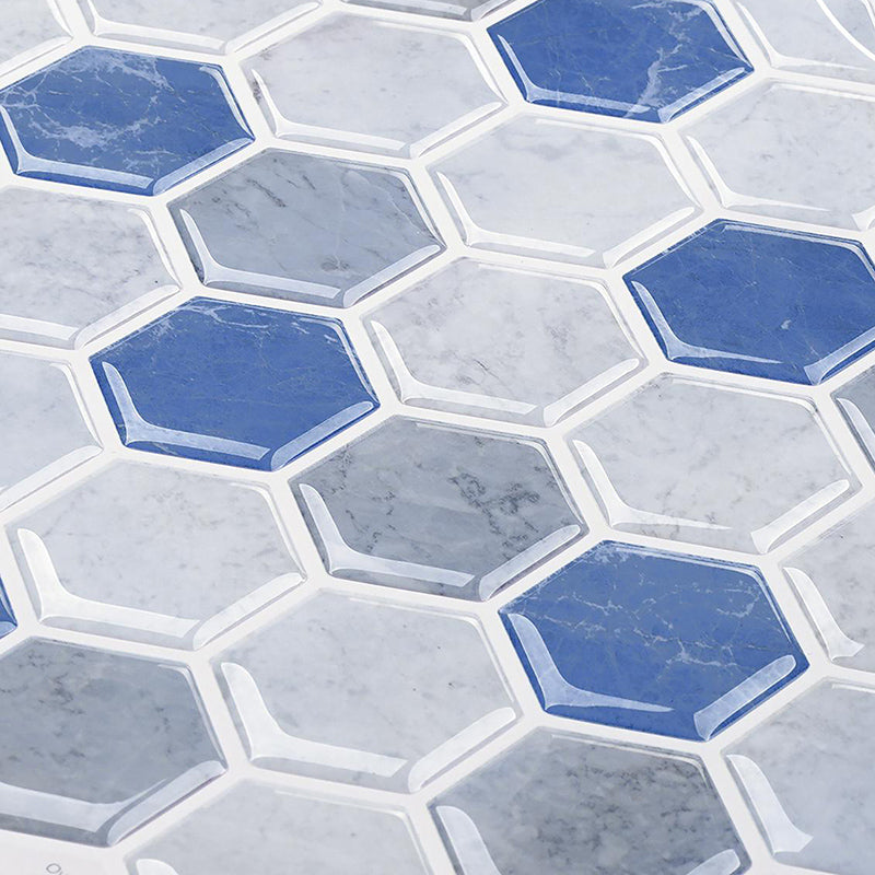 Lisslune | Polygon Metal Peel and Stick Back Wall Tile PVC Peel and Stick Tile for the Kitchen