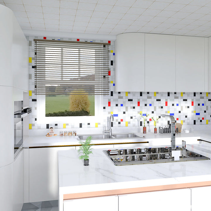 Lisslune | Mosaic tile Peel & Stick Tile PVC Kitchen backsplash Peel and Stick Wall Tile Set of 2