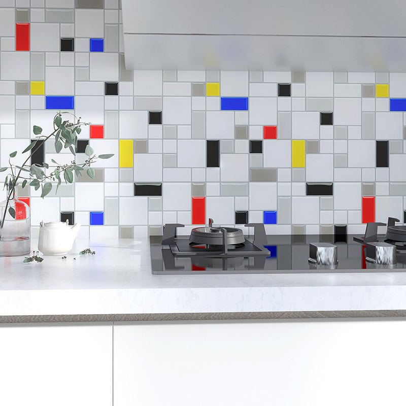 Lisslune | Mosaic tile Peel & Stick Tile PVC Kitchen backsplash Peel and Stick Wall Tile Set of 2