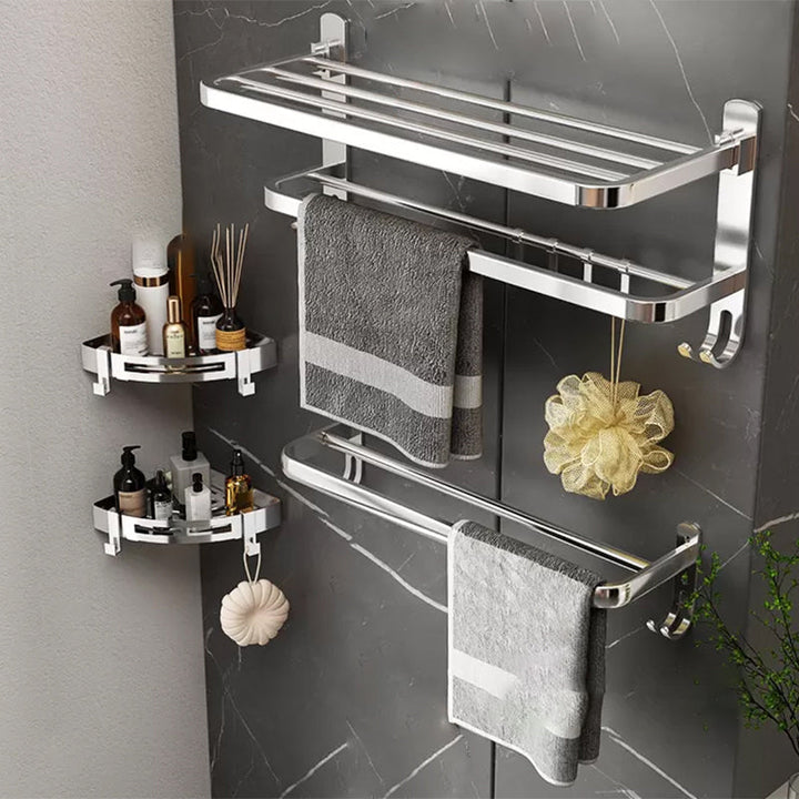 Lisslune | Contemporary Chrome Bathroom Hardware Set Polished Chrome Bathroom Set Made of Stainless Steel