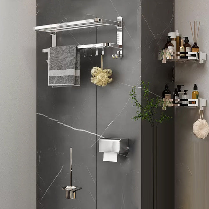 Lisslune | Contemporary Chrome Bathroom Hardware Set Polished Chrome Bathroom Set Made of Stainless Steel