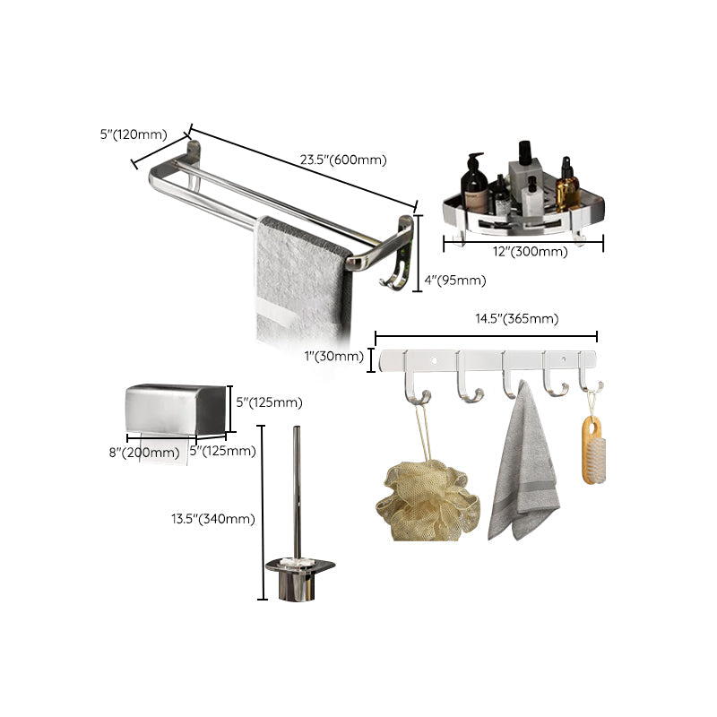 Lisslune | Contemporary Chrome Bathroom Hardware Set Polished Chrome Bathroom Set Made of Stainless Steel