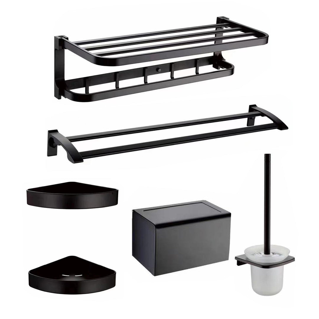 Lisslune | Contemporary Metal 6-Piece Bathroom Accessory Set with Bathroom Shelf