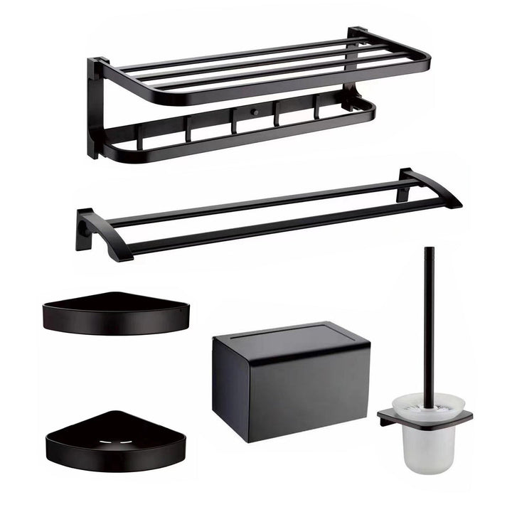 Lisslune | Contemporary Metal 6-Piece Bathroom Accessory Set with Bathroom Shelf
