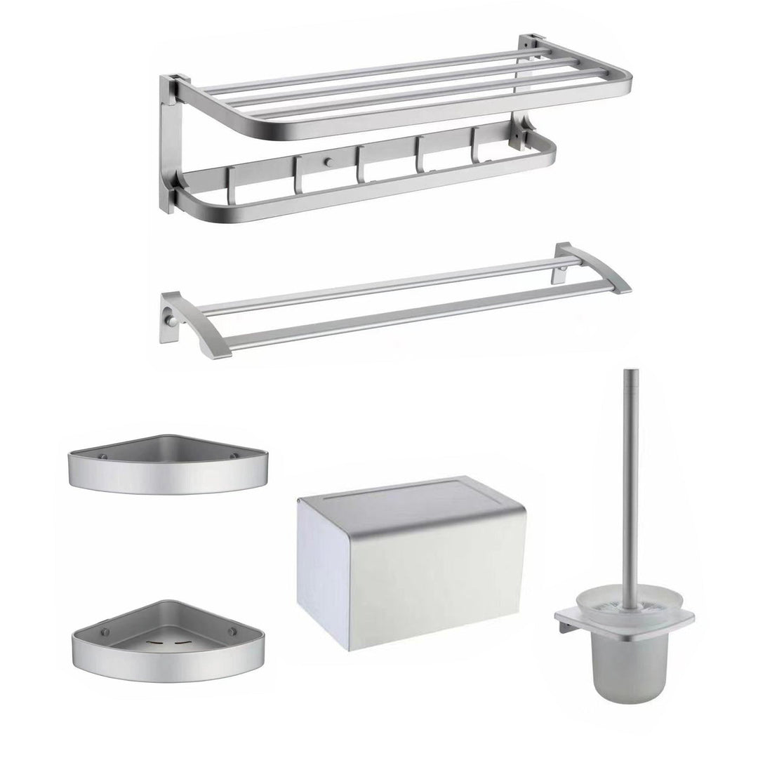Lisslune | Contemporary Metal 6-Piece Bathroom Accessory Set with Bathroom Shelf