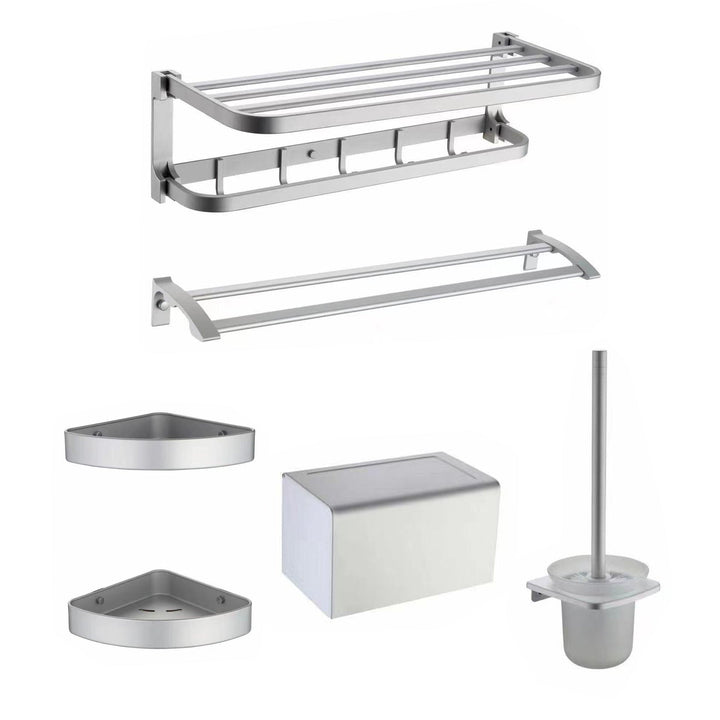 Lisslune | Contemporary Metal 6-Piece Bathroom Accessory Set with Bathroom Shelf