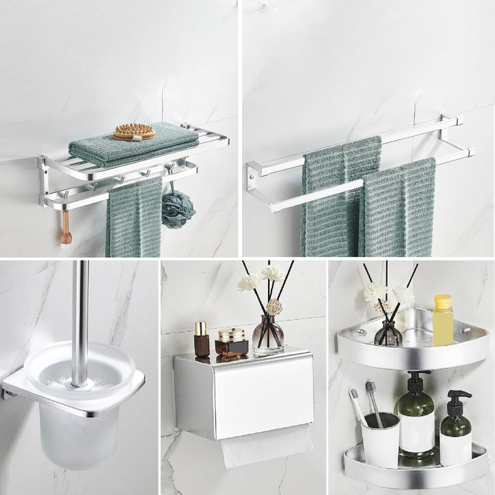 Lisslune | Contemporary Metal 6-Piece Bathroom Accessory Set with Bathroom Shelf