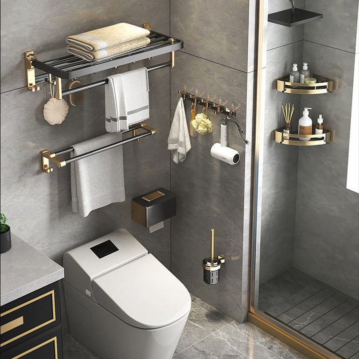Lisslune | Contemporary Metal 6-Piece Bathroom Accessory Set with Bathroom Shelf