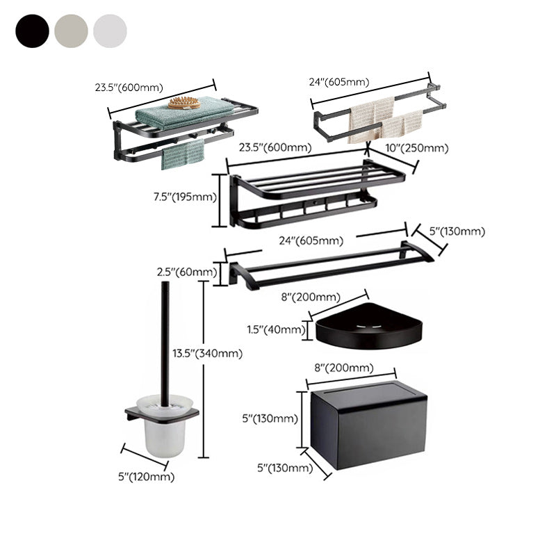 Lisslune | Contemporary Metal 6-Piece Bathroom Accessory Set with Bathroom Shelf