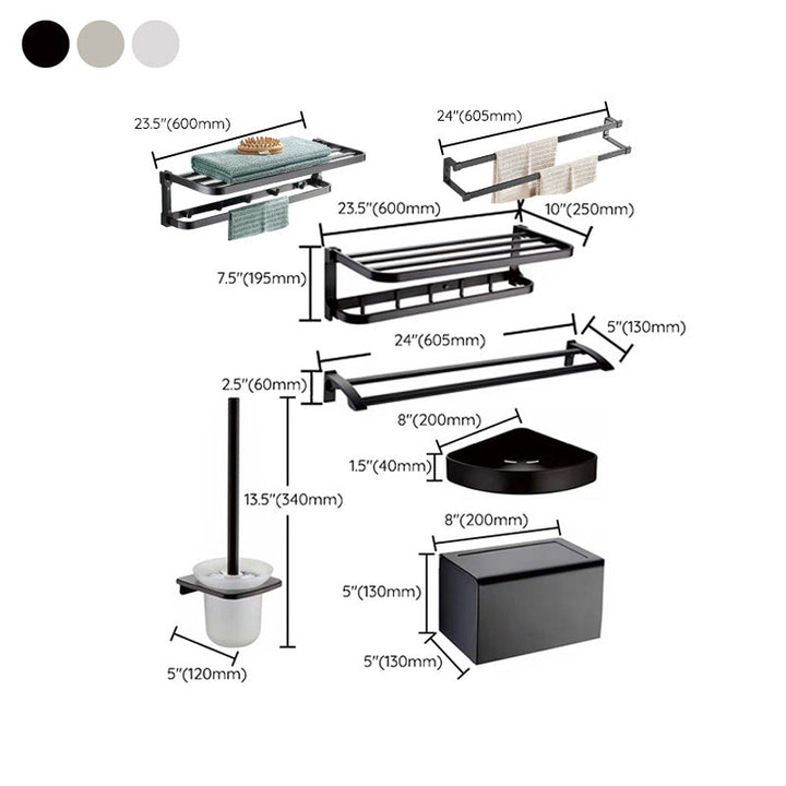 Lisslune | Contemporary Metal 6-Piece Bathroom Accessory Set with Bathroom Shelf