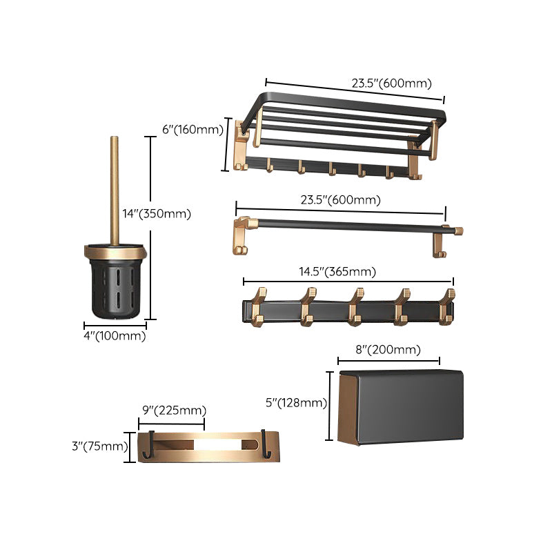 Lisslune | Contemporary Metal 6-Piece Bathroom Accessory Set with Bathroom Shelf
