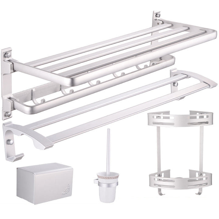 Lisslune | Modern 5-piece bathroom accessory set with triangular bath shelf