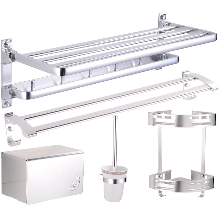 Lisslune | Modern 5-piece bathroom accessory set with triangular bath shelf