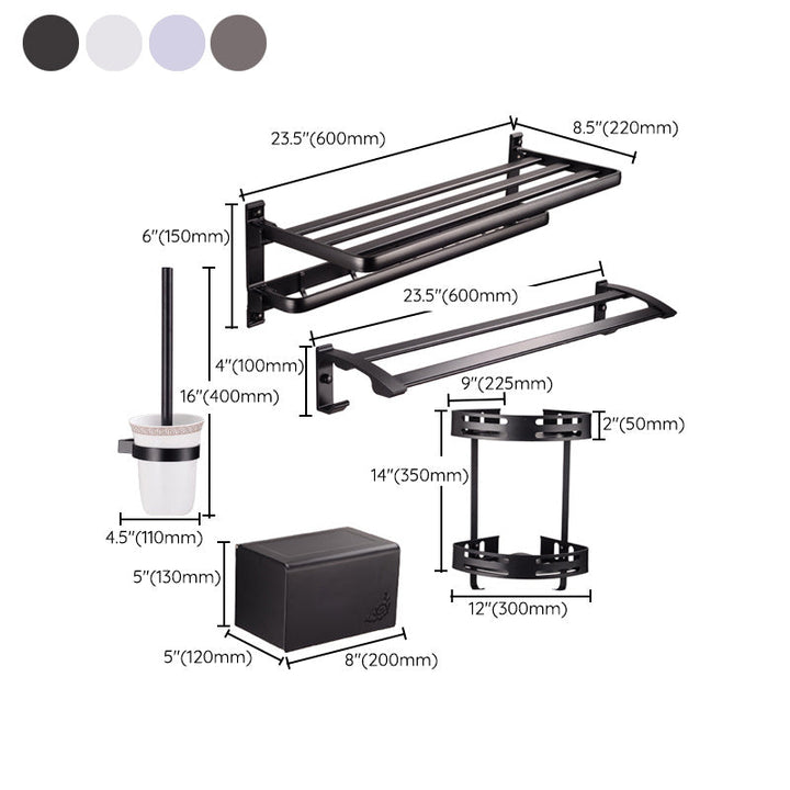 Lisslune | Modern 5-piece bathroom accessory set with triangular bath shelf