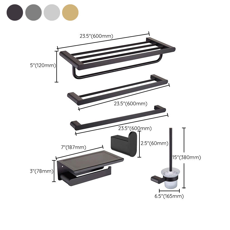 Lisslune | 5-piece modern bathroom accessory set made of stainless steel with towel bar/robe hooks/paper holder