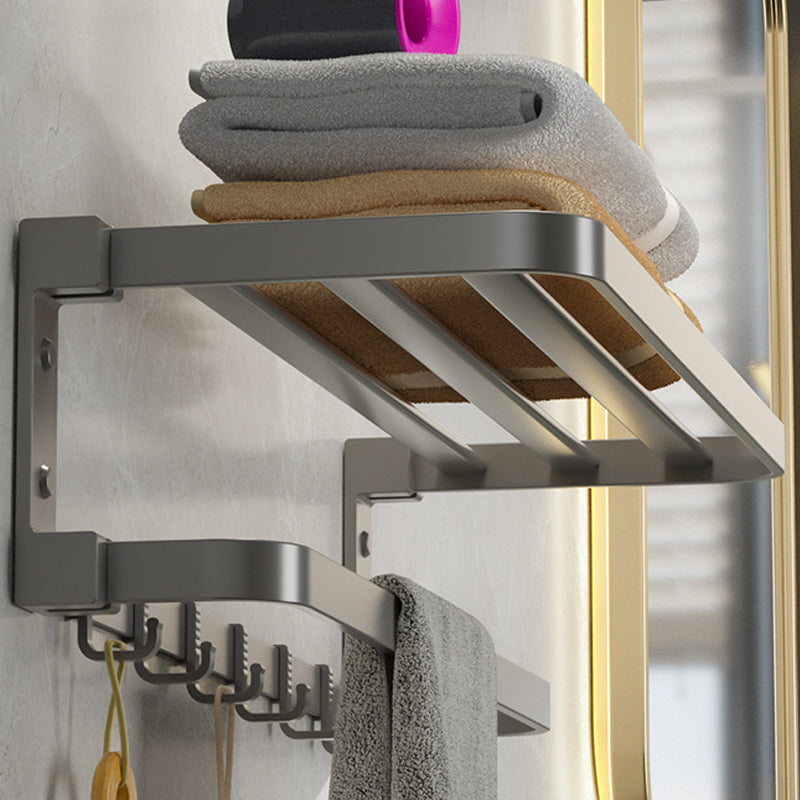 Lisslune | Modern Gray Bathroom Accessory Set Aluminum Stainless Steel Bathroom Shelf/Towel Hooks/Towel Bar
