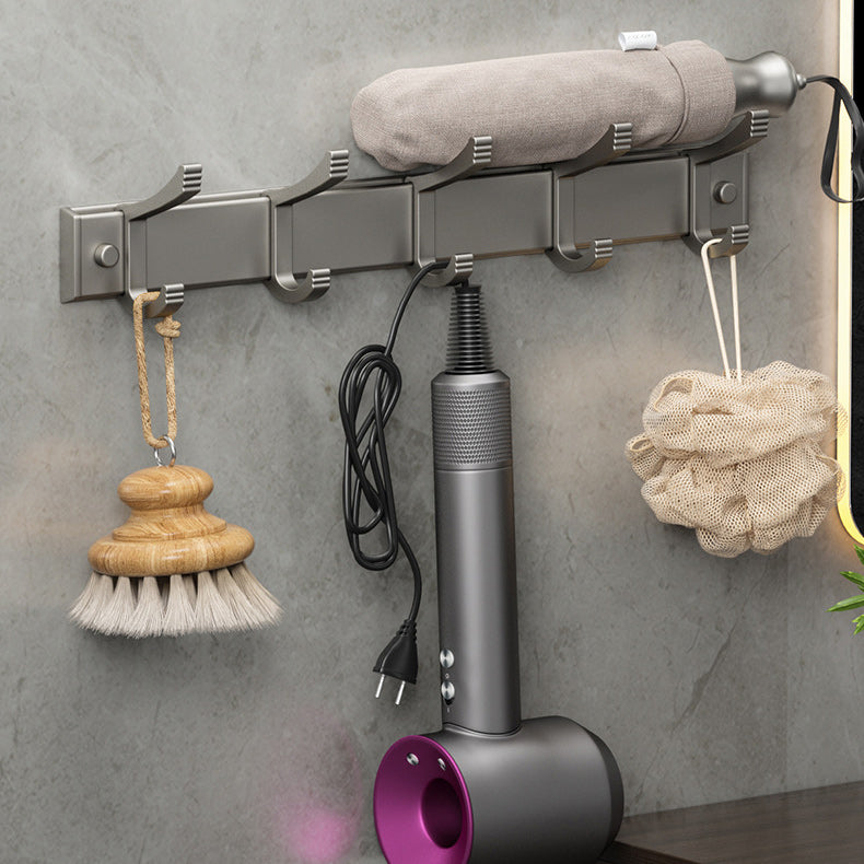 Lisslune | Modern Gray Bathroom Accessory Set Aluminum Stainless Steel Bathroom Shelf/Towel Hooks/Towel Bar