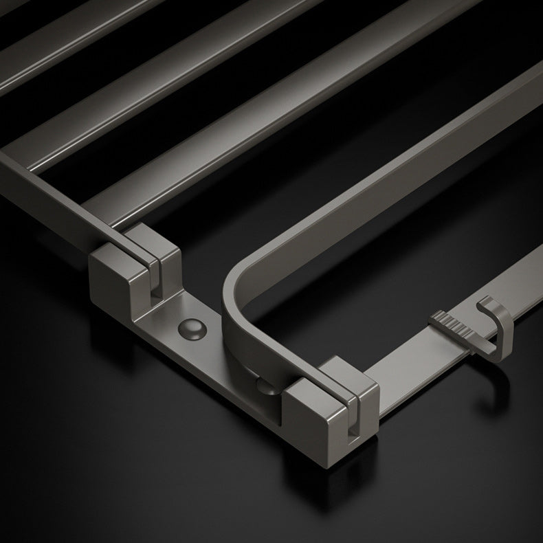 Lisslune | Modern Gray Bathroom Accessories Set Aluminum Stainless Steel Bathroom Shelf/Towel Hooks/Towel Bar