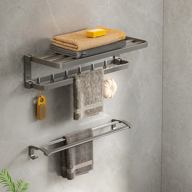 Lisslune | Modern Gray Bathroom Accessories Set Aluminum Stainless Steel Bathroom Shelf/Towel Hooks/Towel Bar