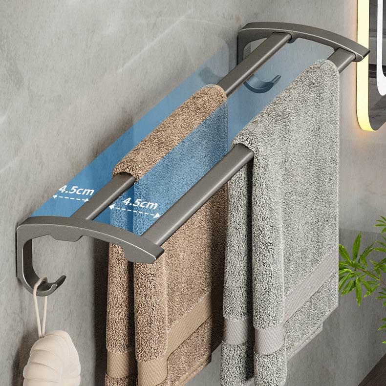 Lisslune | Modern Gray Bathroom Accessory Set Aluminum Stainless Steel Bathroom Shelf/Towel Hooks/Towel Bar