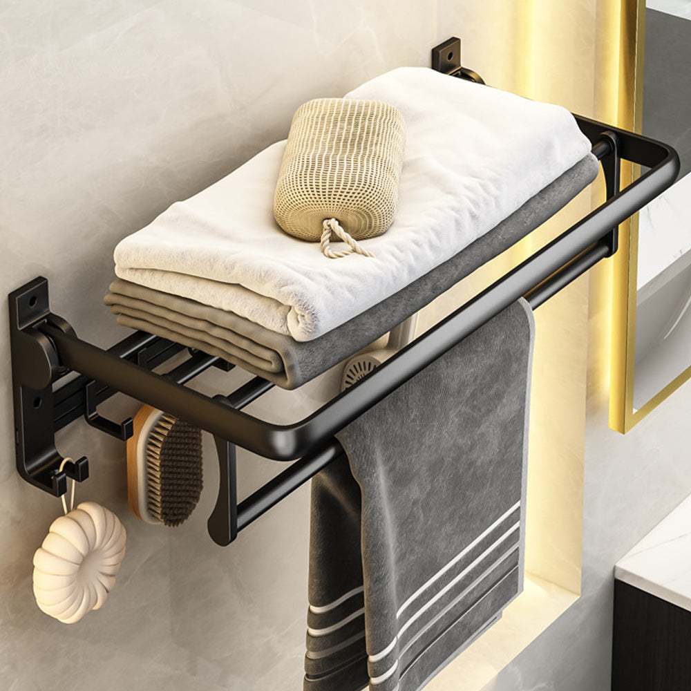 Lisslune | Contemporary Bathroom Accessory Set Matte Black Bathroom Set with Bathrobe Hooks/Towel Bar