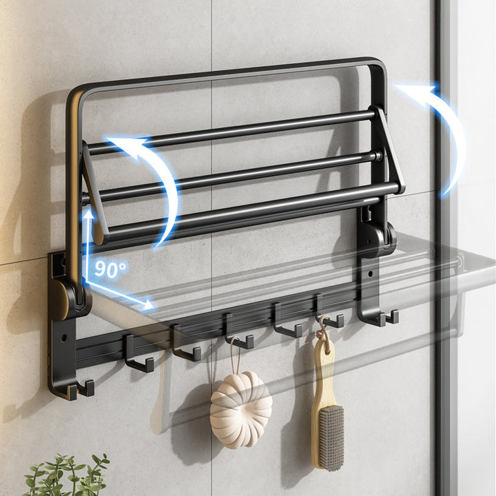Lisslune | Contemporary Bathroom Accessory Set Matte Black Bathroom Set with Bathrobe Hooks/Towel Bar