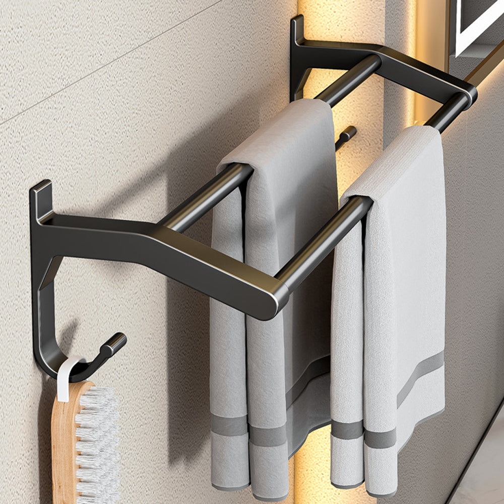 Lisslune | Contemporary Bathroom Accessory Set Matte Black Bathroom Set with Bathrobe Hooks/Towel Bar
