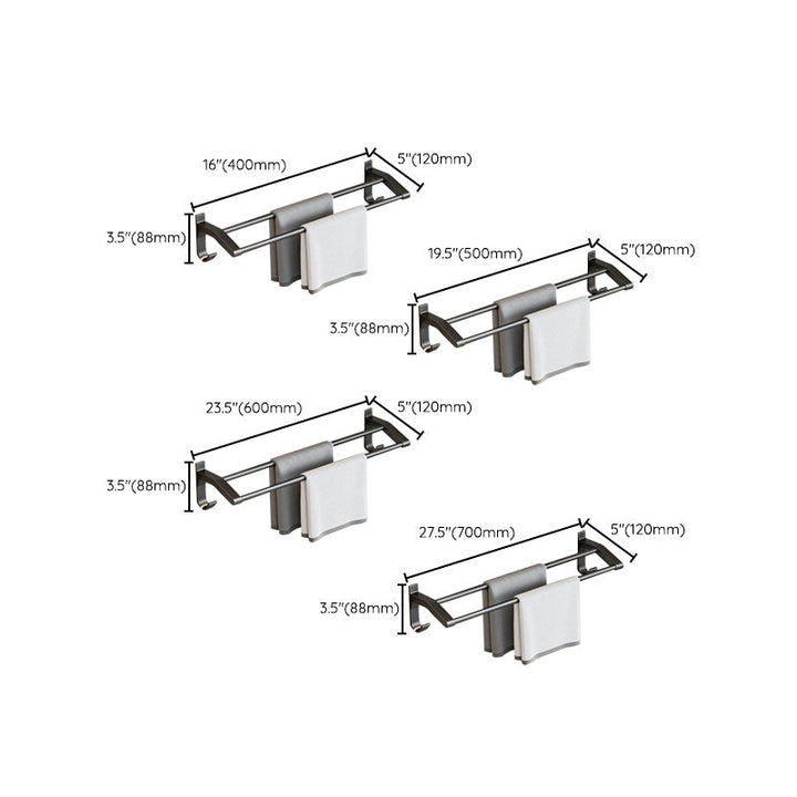 Lisslune | Contemporary Bathroom Accessory Set Matte Black Bathroom Set with Bathrobe Hooks/Towel Bar