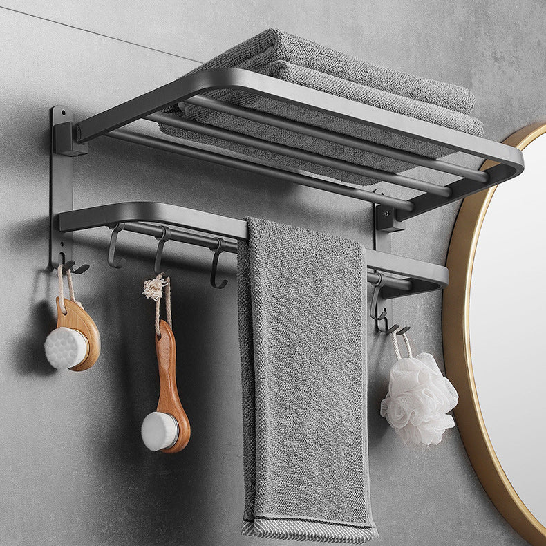 Lisslune | Modern Bathroom Hardware Set in Stainless Steel Matte Gray Bathrobe Hook/Towel Bar