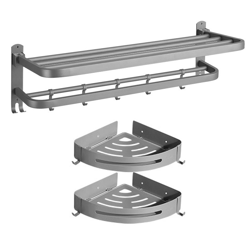 Lisslune | Modern Bathroom Hardware Set in Stainless Steel Matte Gray Bathrobe Hook/Towel Bar