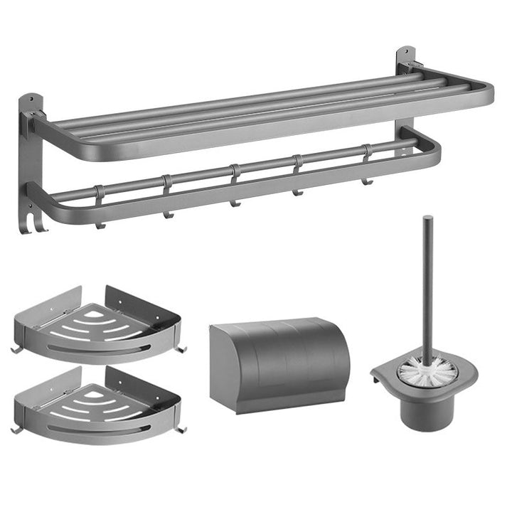 Lisslune | Modern Bathroom Hardware Set in Stainless Steel Matte Gray Bathrobe Hook/Towel Bar