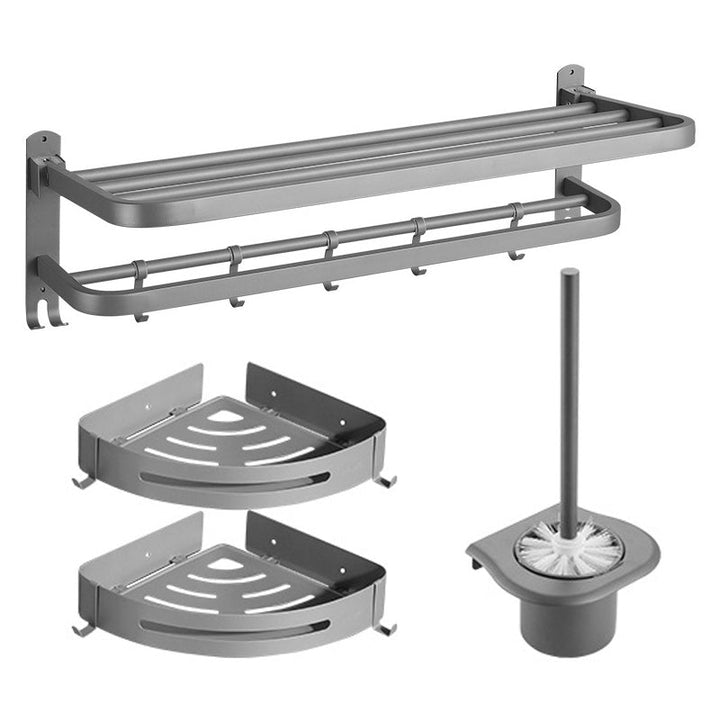 Lisslune | Modern Bathroom Hardware Set in Stainless Steel Matte Gray Bathrobe Hook/Towel Bar