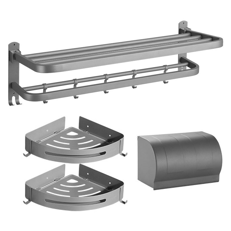 Lisslune | Modern Bathroom Hardware Set in Stainless Steel Matte Gray Bathrobe Hook/Towel Bar