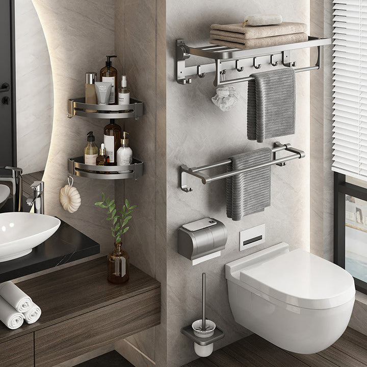Lisslune | Contemporary Gray Bathroom Hardware Set Bathroom Shelf/Towel Bar Including Bathroom Set