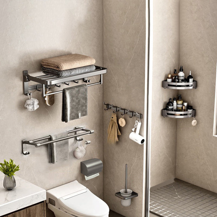 Lisslune | Contemporary Gray Bathroom Hardware Set Bathroom Shelf/Towel Bar Including Bathroom Set