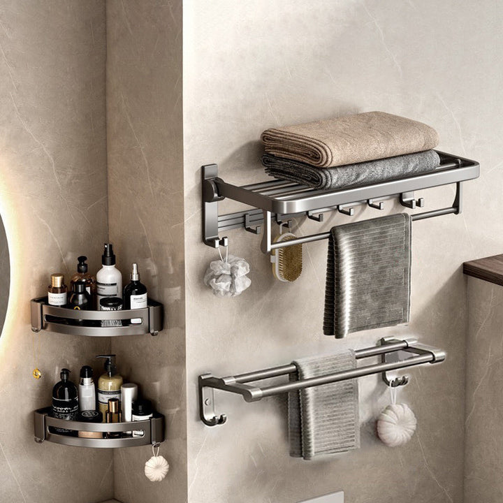 Lisslune | Contemporary Gray Bathroom Hardware Set Bathroom Shelf/Towel Bar Including Bathroom Set