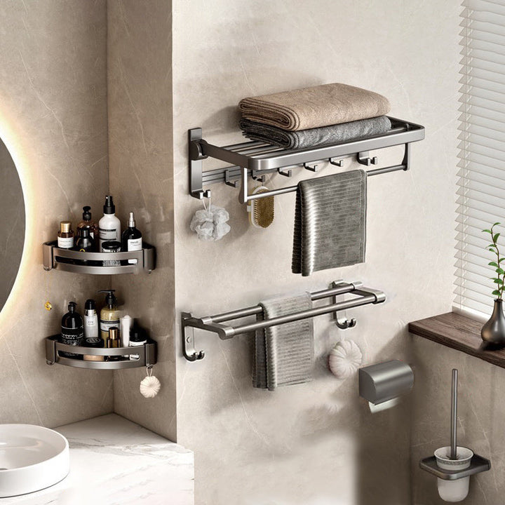 Lisslune | Contemporary Gray Bathroom Hardware Set Bathroom Shelf/Towel Bar Including Bathroom Set